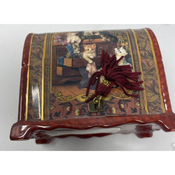 Ardleigh Elliot 2002 Porcelain Music Box Kitten Capers Cat Tales B4886 Authentic - Picture 1 of 7